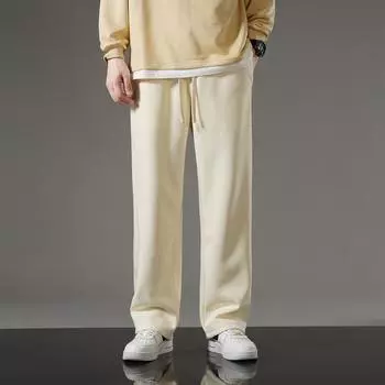 Men s Spring and Autumn Four Seasons Models Lace-up Loose Solid Colour Casual Sweatpants Durable Simple Leggings 5XL