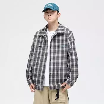 Men s spring and autumn new jacket men s Korean style trendy versatile plaid handsome jacket long-sleeved loose casual men s clothing M