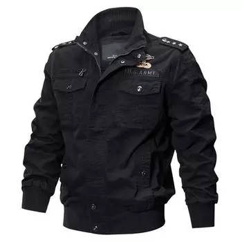 Men s Spring and Autumn New Multi-Bag Outdoor Pure Cotton Casual Work Jacket Large Size Loose Stand Collar Top M