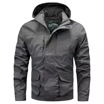 Men s Spring and Autumn Outdoor Jacket Men s Spring Loose Men s Jacket M серый