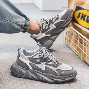 Men s Spring and Autumn Sports Leisure Retro American Fashion Brand Feeling Rich Handsome Fried Street Increase Daddy Shoes 40 серый
