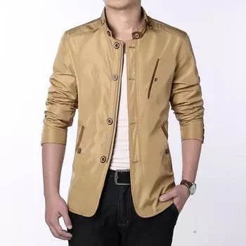 Men s Spring and Fall Casual Business Thin Section Jacket Middle-aged Collar Slim Commuter Jacket 4XL
