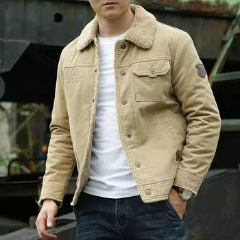 Men s Spring Autumn and Winter Plus Size Warm Thin Velvet Lapel Jacket Jacket Casual Button Paragraph Long-sleeved Comfortable Jacket 6XL