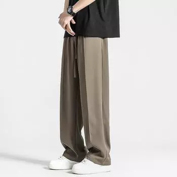 Men s Straight Loose Ice Silk Draping Feeling Plus Size New Spring and Summer Casual Trousers Sporty Wide Legs S