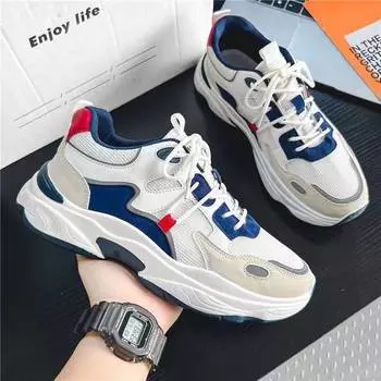 Men s Stylish Snickers Sports Walking Shoes Flat Sandals with Breathable Synthetic Upper Anti-Slippery Mesh Lining Tenis 40 чёрный