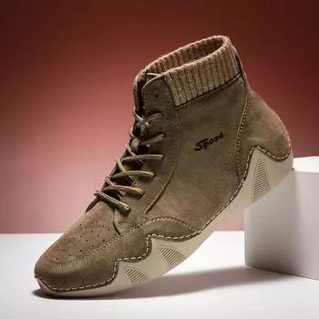 Men s Suede Boots Lace Up Design Men Casual Boots Autumn Winter Ankle Boot Shoes Pig Suede Men Shoes Big Size 38-47 US6