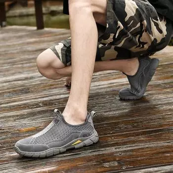 Men s Summer Comfortable Sneakers Hollow Leisure Mesh Flat Bottom Vulcanized Shoes Breathable Driving Shoes Zapatilla De Hombres 38 чёрный