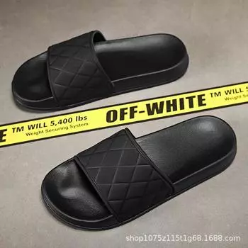 Men s summer new one-word non-slip simple fashion couple casual slippers outdoor beach cool slippers 36 чёрный