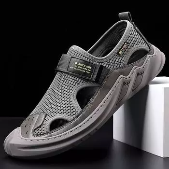 Men s summer new outdoor beach shoes men s dad shoes thin lightweight breathable mesh shoes sandals 38 чёрный