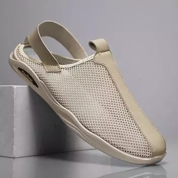Men s Summer Sandals 2024 Luxury Barefoot Loafers Shoes For Men Comfortable Flat Casual Outdoor Fashion Trekking Slip-On Sandals 39 чёрный