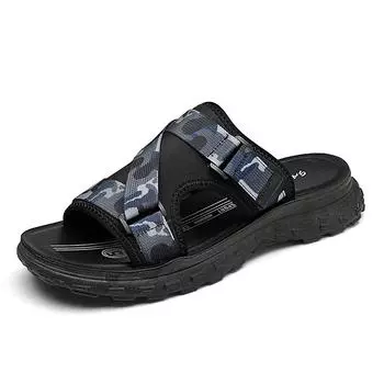 Men s Summer Slippers Thick Bottom Hard-wearing Shoes Men Sandals Outdoor Mens Slip-on Casual Beach Slides High Quality 39 синий
