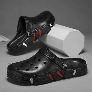 Men s Summer Soft Bottom Hollowing Plus Size Baotou Hole Shoes Daily Casual Outer Wear Beach Sandals 50 белый