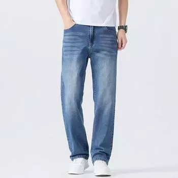 Men s Summer Thin Style Slim and Slim Xinjiang Cotton Loose Straight Men s Trousers 28 синий