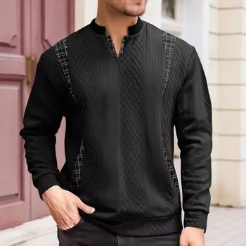 Men s Sweatshirt Casual V Neck Long Sleeve Tees Stand Up Collar Pullover Knit Outdoor Tops L