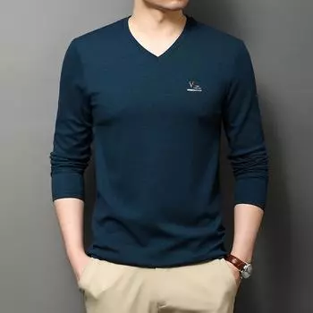 Men s T-shirt Round Neck Long Sleeve Autumn New Young Men T-shirt Long Sleeve Cotton T-shirt Bottoming Top Men s Clothing M
