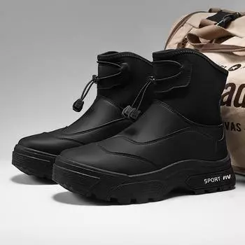 Men s tooling boots 2024 winter outdoor mountaineering waterproof heightening Martin tide shoes functional wind thick-soled high-top leather boots 39
