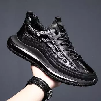 Men s Trendy Low-Top Crocodile Pattern Casual Sports Shoes with Popcorn Soft Sole 44 белый