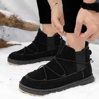 Men s Trendy Plus Velvet Snow Boots Comfortable Cold-proof Sports Casual Shoes Outdoor Footwear Thickened Warm Male Cotton Shoes 39 чёрный