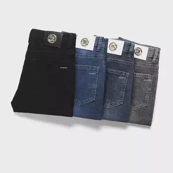 Men s Versatile Comfortable Cotton Elastic Slim Fit Straight Jeans 38