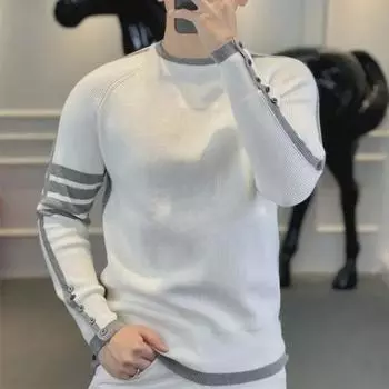 Men s Versatile Slim Fit Winter Sweater: Handsome, Casual, Warm, No-Pilling Knit. Extra Large белый