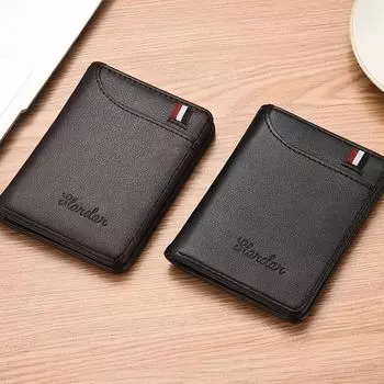 Men s wallet men s vertical small wallet driver s license youth mini student change bag card bag чёрный