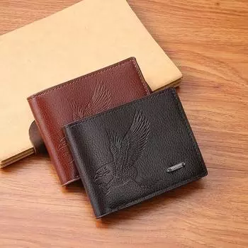 Men s Wallet with Multiple Card Slots Fashionable Business Short Wallet чёрный