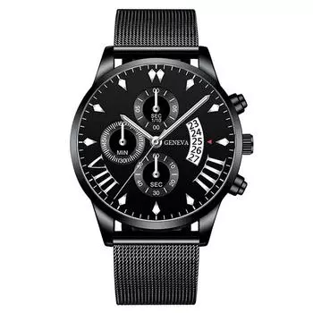 Men s Waterproof Luminous Running Alarm Clock Watch One Size чёрный