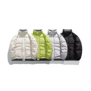 Men s winter new men s down jacket jacket men s denim splicing fake two-piece plus velvet thickening casual couple wear S