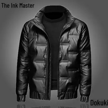Men s Winter Thick Shiny Stand Collar Down Coat XL