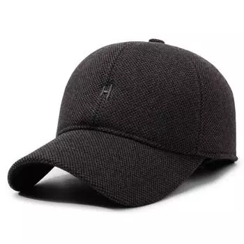 Men s Winter Warm Baseball Cap Middle-Aged Ear Protection Cap серый