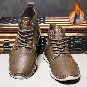 Men’s Winter Warm Outdoor Handmade Shoes Moccasins Loafer Driving Shoes Comfort Flats Casual Plus Size EU: 38 коричневый