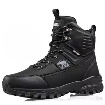 Men s Winter Warm Snow Boots With Fur Lined Outdoor Anti-Slip Waterproof Walking Ankle Booties for Male Comfortable Hiking Mid-Calf Boots Shoes 40
