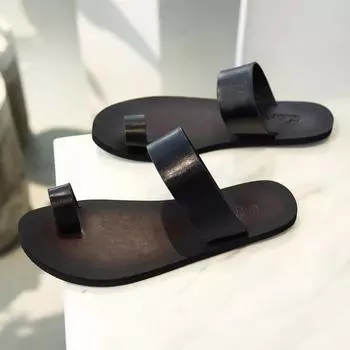Men Sandals Black Classics Casual Shoes for Men PU Solid Plataforma Hombre 39 чёрный