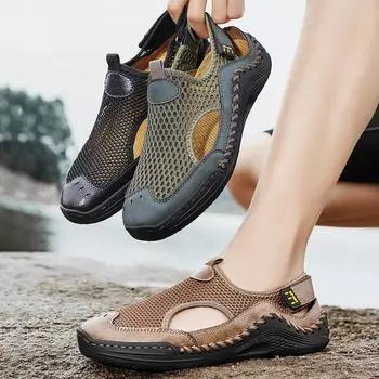 Men Sandals Black Gladiator Sandals Outdoor Summer Green Roman Sandals Sport Beach Shoes Plus Size Close Toe EU:45 чёрный