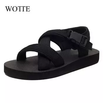 Men Sandals Simple Casual Summer Shoes Comfortable Sneakers Outdoor Beach Vacation Sandals 2024 New Male Casual Sandals shoes 35-36 чёрный