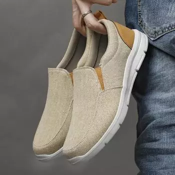 Men Shoes Summer Canvas Shoes Breathable Comfortable Outdoor Slip on Walking Sneakers Classic Loafers for Men Designer Sneakers 39 синий