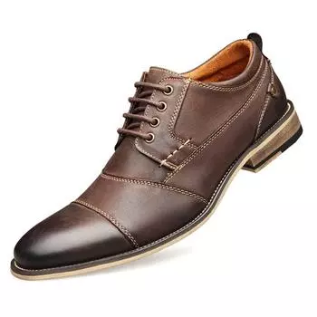 Men Shoes Top Quality Oxfords British Style Men Genuine Leather Dress Shoes Business Formal Shoes Men Flats Zapatos Hombre 7 чёрный