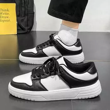 Men Skateboard Shoes Platform Hard-Wearing Walking Running Sneakers Breathable Fashion Leather Casual Jogging Sports Shoes 39