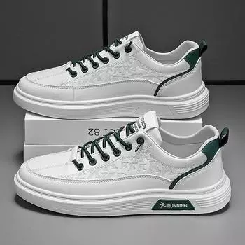 Men Skateboarding Shoes Spring Men Social Loafers White Soft Leather Shoes for Men Moccasins Sneakers for Men 39
