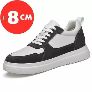 Men Sneakers Elevator Shoes Heightening Height Increase Insole 7-8CM High Heels Shoes Genuine Leather Sport Shoes Sneakers 37