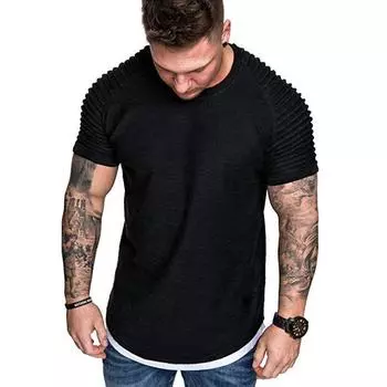 Men Solid Color Slim Fit O Neck Short Sleeve Muscle Tee Shirt Casual Tops Shirts XL