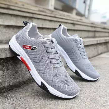 Men Vulcanize Casual Shoes Sneakers Mens Breathable No-slip Men Male Air Mesh Lace Up Wear-resistant Shoes Tenis Masculino 39 чёрный