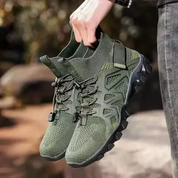 Men Wading Sneakers Breathable High-top Hiking Shoes for Men Outdoor Quick-drying Beach Footwear Non-slip Men Walking Shoes New 39 чёрный