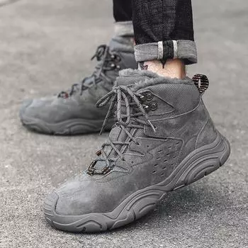 Men Winter Boots Plus fur Cold-proof Warm High-top Cotton Shoes Daily Outdoor Warm Men cotton Shoes Men s Snow Boots 38 чёрный