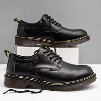 Mens Leathers Shoes 2024 New High-quality Outdoor Casual Walking Shoes Genuine Leather Work Shoes Breathable Men Footwear EU 38 чёрный