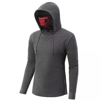 Mens Mask Face Skull Hoodies Drawstring Pullover Sweatshirts Jumper Costume M