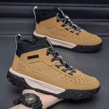 Mens Shoe Security Boots Men Casual Sneakers Booties Man Luxury Shoes High Quality Taco Ankle Boots Work Safety Shoes Brown Boot 41