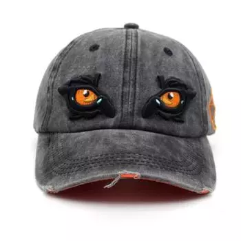 Mens Womens Embroidered Distressed Adjustable Sun Hat Cotton Funny Hats One Size чёрный