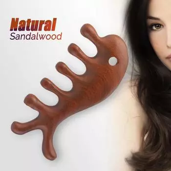 Meridian Head Massage Comb Sandalwood Five Wide Tooth Wooden Comb Acupuncture Therapy Blood Circulation Anti-static Hair Brush