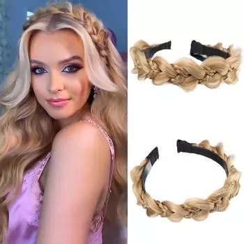 MERISIHAIR 1 шт. синтетическая косичка для парика, повязка на голову, скрученная косичка, накладной обруч для волос, нескользящая повязка на голову для женщин, аксессуары для накладных волос для ежедневного использования 13cm